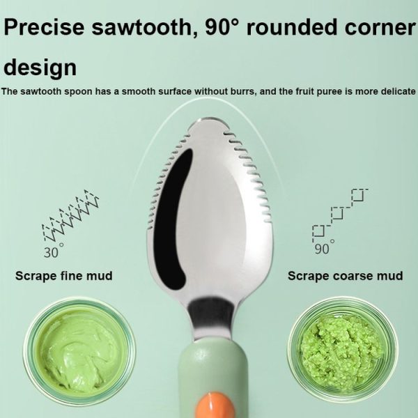 Multi-function Double-head Baby Food Spoon Baby Tableware Fruit Scraper Spoon (Green) - Image 4
