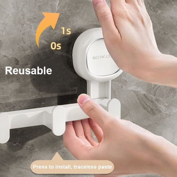 Multifunctional Suction Cup Hook Punch-free Traceless Adhesive Hook Storage Rack, Color: White - Image 5