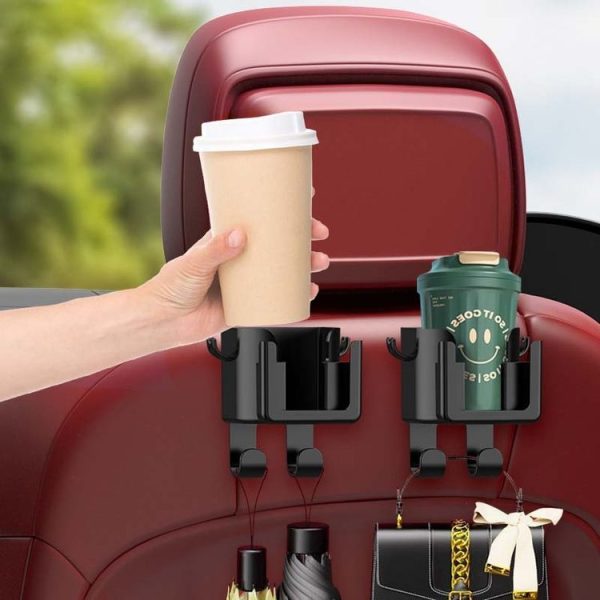 2pcs Car Multifunctional Cup Holder Vehicle Backseat Hook (Black 9976) - Image 2