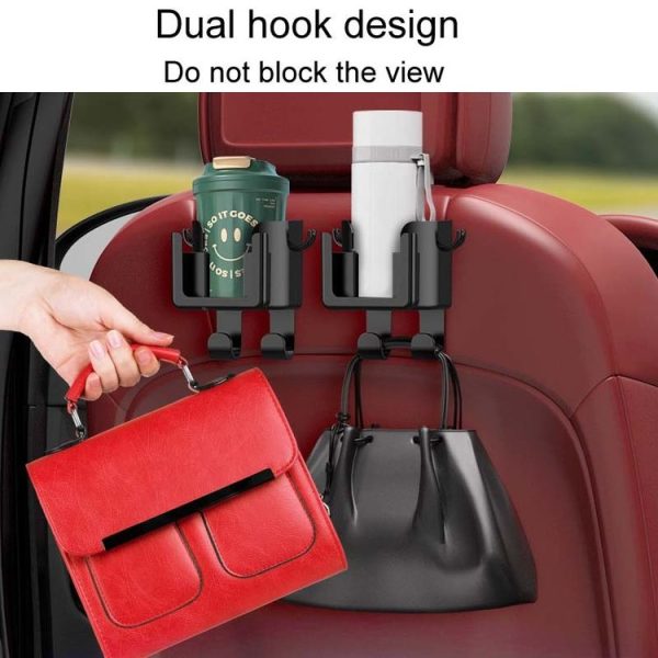 2pcs Car Multifunctional Cup Holder Vehicle Backseat Hook (Black 9976) - Image 4