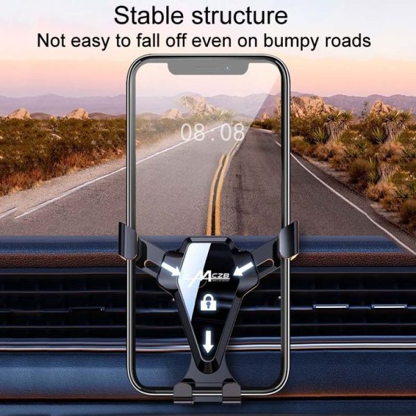 Car Snap-On Air Vent Gravity Cell Phone Navigation Mirror Holder (Black) - Image 4