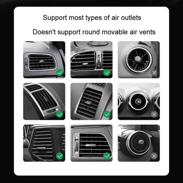 Car Snap-On Air Vent Gravity Cell Phone Navigation Mirror Holder (Black) - Image 9