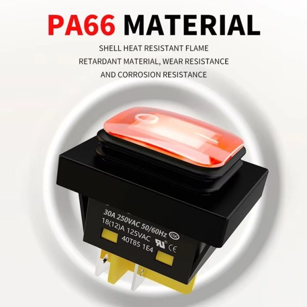 FILN 220V 30A Split Dustproof Boat-type Switch With Light, Specifications: No Waterproof 4 Pin 2 Gear Red Light - Image 4