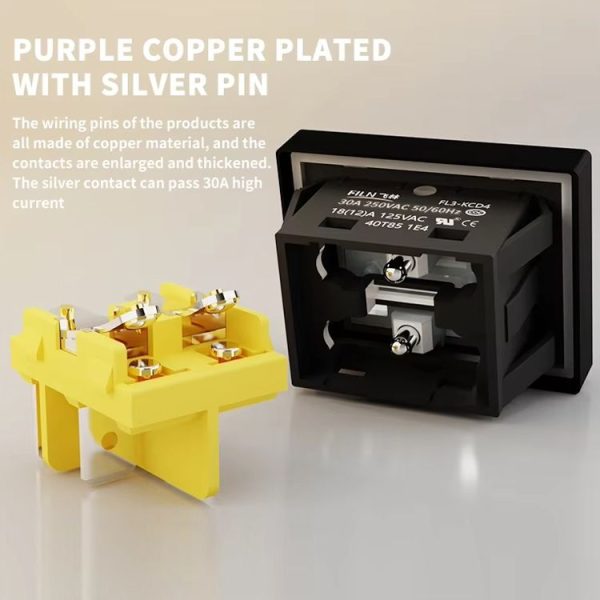 FILN 220V 30A Split Dustproof Boat-type Switch With Light, Specifications: No Waterproof 4 Pin 2 Gear Red Light - Image 5