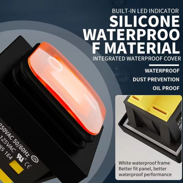 FILN 220V 30A Split Dustproof Boat-type Switch With Light, Specifications: No Waterproof 4 Pin 2 Gear Red Light - Image 9