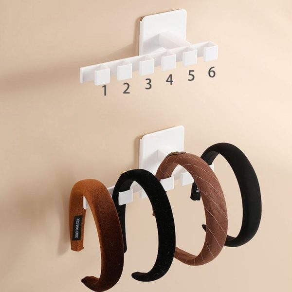 Punch-free Partition L-shaped Headband and Hair Accessories Storage Rack Hat Storage Shelf (White) - Image 6
