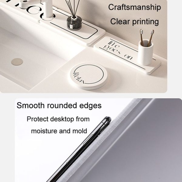 Diatomite Countertop Drying Mat Water Absorbent Coaster Bathroom Vanity Soap Tray Sink Drainage Mat, Style: 22.5x7cm Relaxing Diary - Image 3