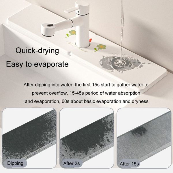 Diatomite Countertop Drying Mat Water Absorbent Coaster Bathroom Vanity Soap Tray Sink Drainage Mat, Style: 22.5x7cm Relaxing Diary - Image 4