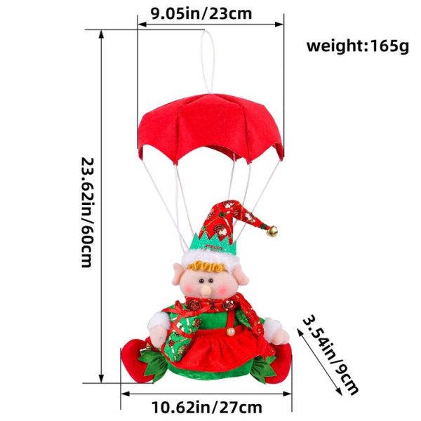 Christmas Elf Parachute Fabric Figurine Decoration Pendant (Red) - Image 2