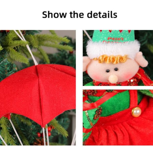 Christmas Elf Parachute Fabric Figurine Decoration Pendant (Red) - Image 3