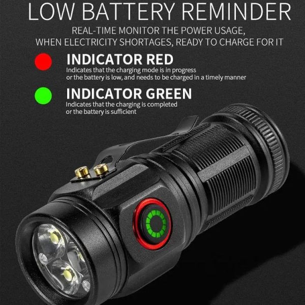E-SMARTER W5182 Pen Fork 3 Holes Mini Flashlight Portable Pen Clip Camping Adventure Compass Sport Flashlight - Image 3