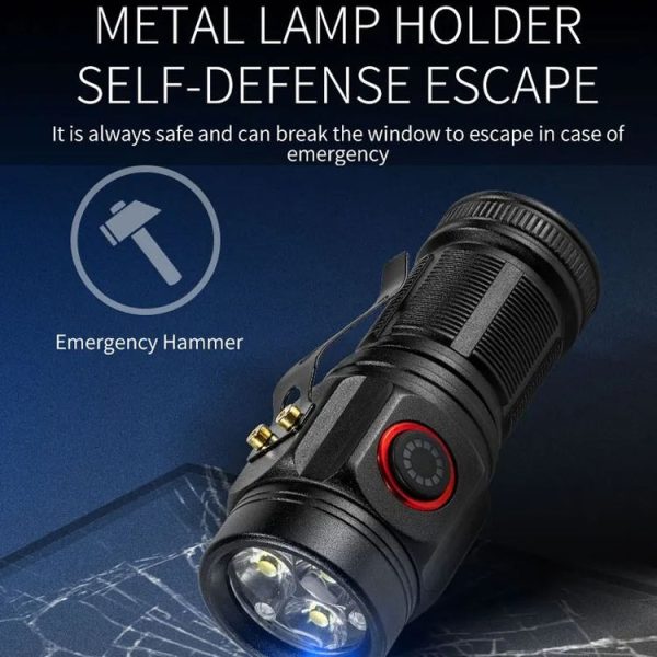 E-SMARTER W5182 Pen Fork 3 Holes Mini Flashlight Portable Pen Clip Camping Adventure Compass Sport Flashlight - Image 4