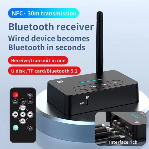 D9 2-in-1 Old-fashioned Audio Car Bluetooth Receiver Transmitter NFC Music Bluetooth Adapter - Image 5