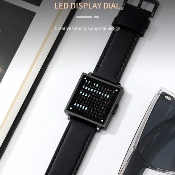 SKMEI Multi-function Letter Display Dial Square Men Electronic Watch, Color: Gold Steel Band - Image 3