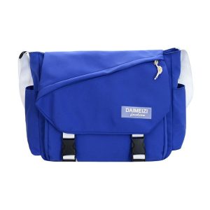 Women Crossbody Bag Students Shoulder Bag Large Capacity Casual Men Canvas Messenger Bag (Dark Blue)