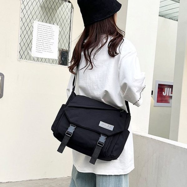 Women Crossbody Bag Students Shoulder Bag Large Capacity Casual Men Canvas Messenger Bag (Dark Blue) - Image 7