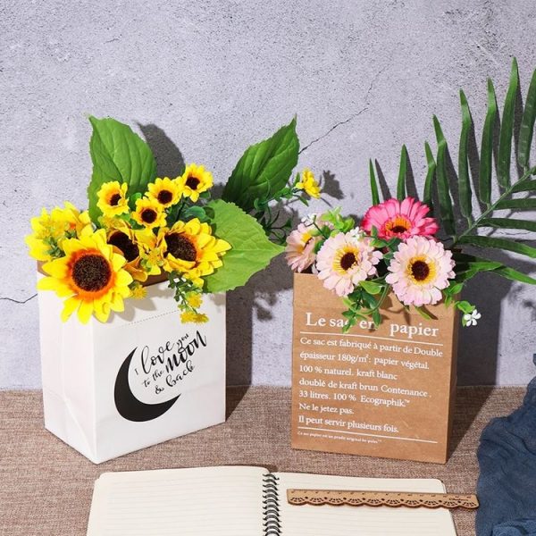 Kraft Paper Bag Gift Bags For Artificial Dried Flowers Vase Home Decorations, Size: 32x16x61cm (Whole Yellow French) - Image 6