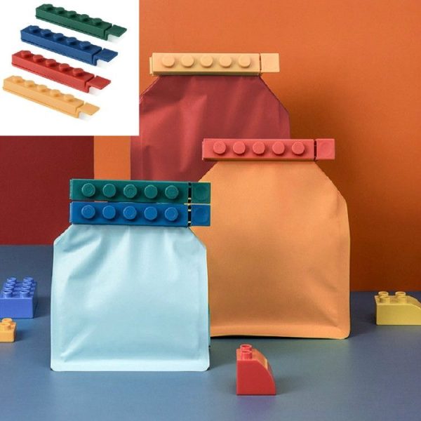 4 PCS / Set Building Block Food Seal Clip Seal Kitchen Fresh Clip Snack Plastic Bag Clip Stick