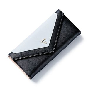 Multi-card Folding PU Ladies Wallet Buckle Envelope Bag (Black)