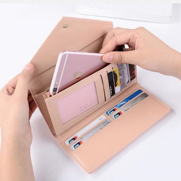Multi-card Folding PU Ladies Wallet Buckle Envelope Bag (Black) - Image 5