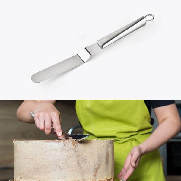 Stainless Steel Cream Spatula Stainless Steel Bell Knife Cake Spatula Baking Scraper Baking Tools (6-Inch Curved Knife)