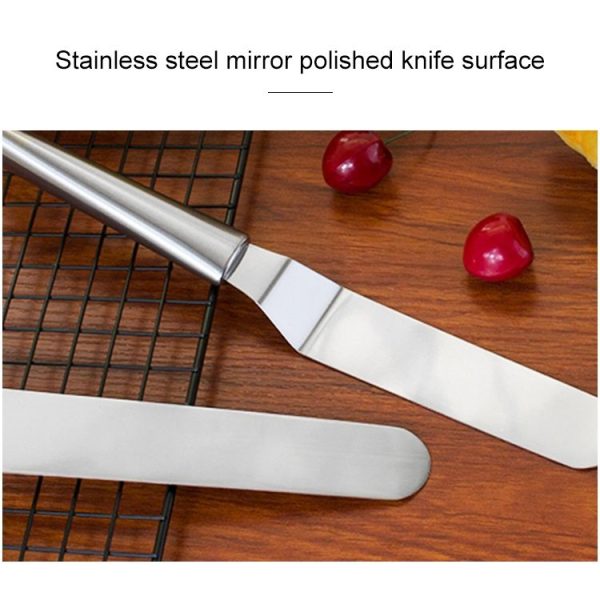 Stainless Steel Cream Spatula Stainless Steel Bell Knife Cake Spatula Baking Scraper Baking Tools (6-Inch Curved Knife) - Image 3