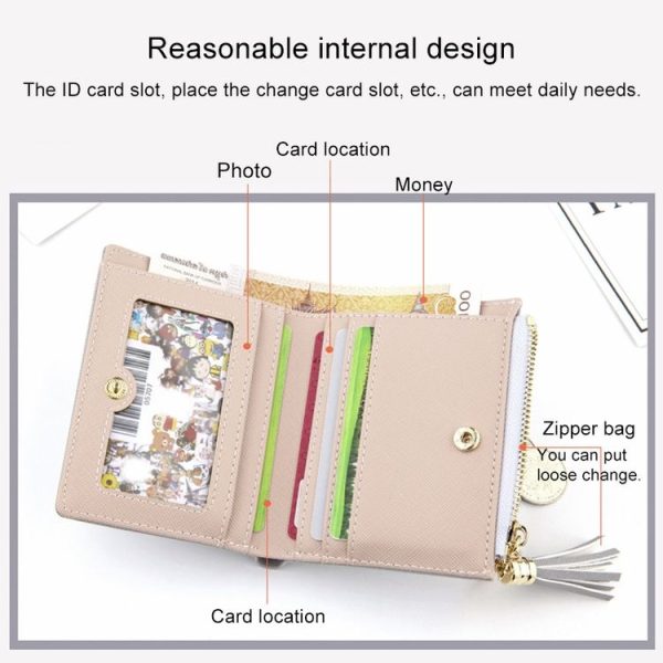 Lady Short Cross-Streaked Suzip Wallet (Pink) - Image 4