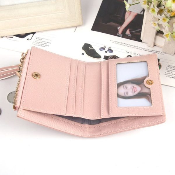 Lady Short Cross-Streaked Suzip Wallet (Pink) - Image 5