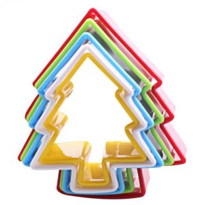5pcs / Set Cookies Plastic Cake Mould Biscuit Plunger Forms DIY Baking Tools (Tree)