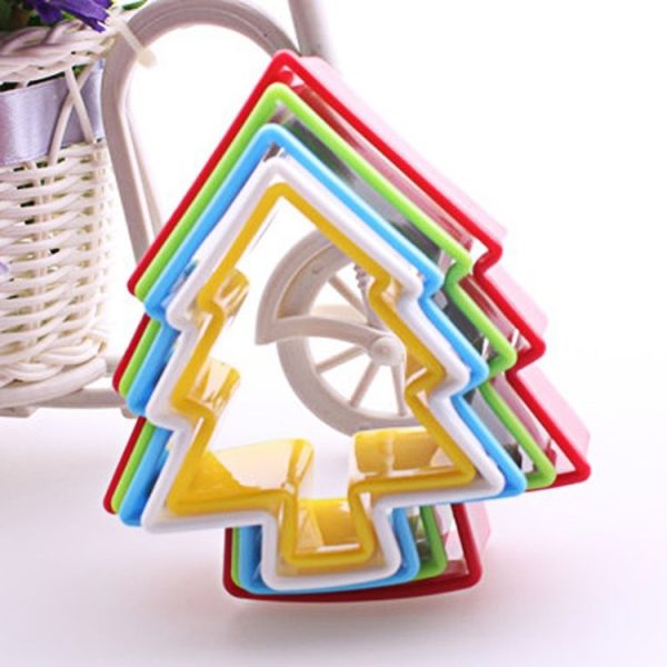 5pcs / Set Cookies Plastic Cake Mould Biscuit Plunger Forms DIY Baking Tools (Tree) - Image 2