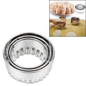 3 PCS Stainless Steel Round Dumplings Wrappers Molds Set Cutter Maker Tools (Sawtooth)