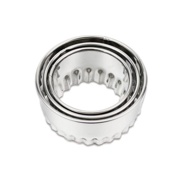3 PCS Stainless Steel Round Dumplings Wrappers Molds Set Cutter Maker Tools (Sawtooth) - Image 2