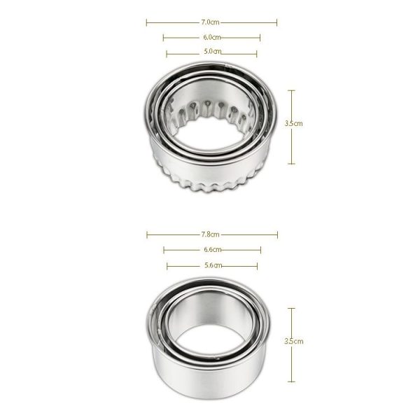 3 PCS Stainless Steel Round Dumplings Wrappers Molds Set Cutter Maker Tools (Sawtooth) - Image 3