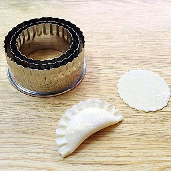 3 PCS Stainless Steel Round Dumplings Wrappers Molds Set Cutter Maker Tools (Sawtooth) - Image 4