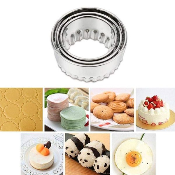 3 PCS Stainless Steel Round Dumplings Wrappers Molds Set Cutter Maker Tools (Sawtooth) - Image 5
