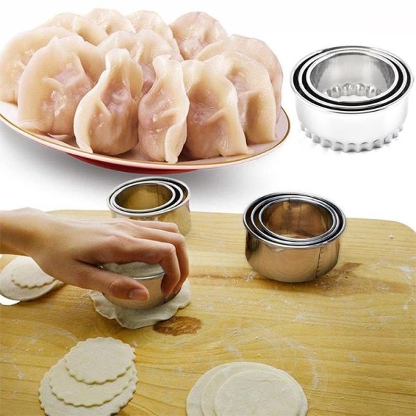 3 PCS Stainless Steel Round Dumplings Wrappers Molds Set Cutter Maker Tools (Sawtooth) - Image 6