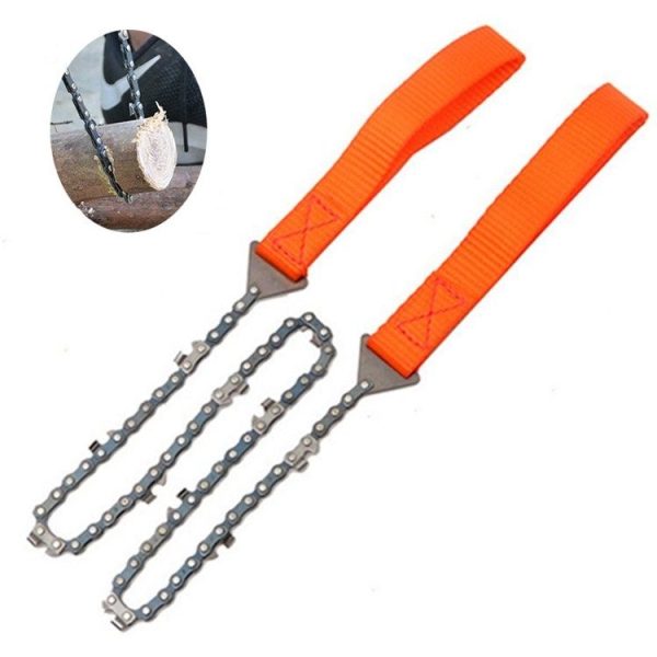 Outdoor Portable Hand-held Wire Saw Field Survival Manganese Steel Chain Saw Multifunctional Logging Saw (11 Teeth Orange) - Image 2