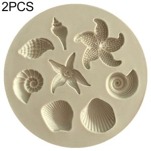2 PCS Marine Element Mould Sea Star Conch Shell Model Silicone Cake Fondant Tool (Gray)