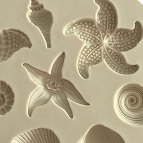 2 PCS Marine Element Mould Sea Star Conch Shell Model Silicone Cake Fondant Tool (Gray) - Image 3