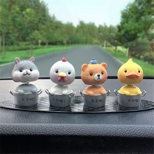 4 In 1 Cute Animal Group Cactus Small Potted Spring Car Decoration, Size: L, Color: Animals Park