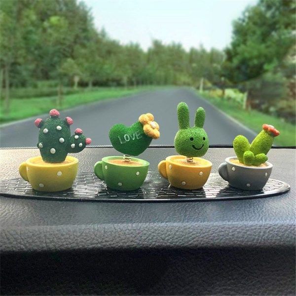 4 In 1 Cute Animal Group Cactus Small Potted Spring Car Decoration, Size: L, Color: Cactus - Image 2