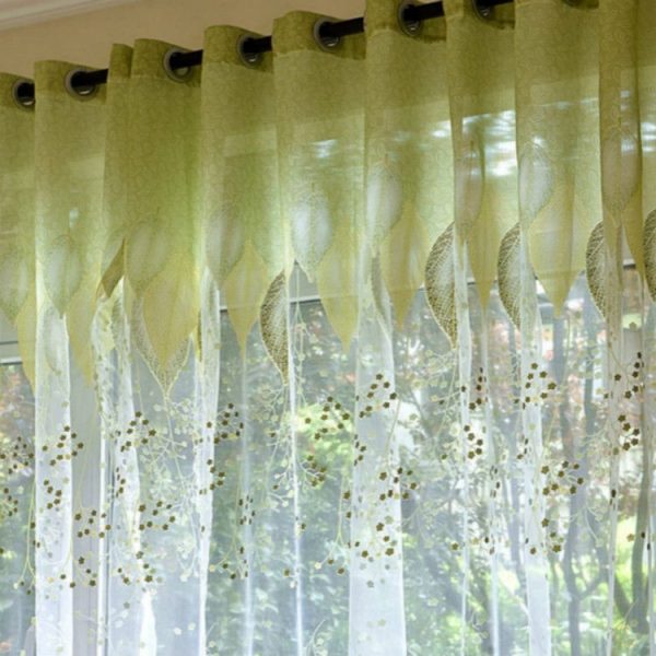 2 PCS Sheer Tulle Window Curtains for Living Room The Bedroom The Kitchen, Size: 1mX2.5m (Four Wire Draw) (Green) - Image 3