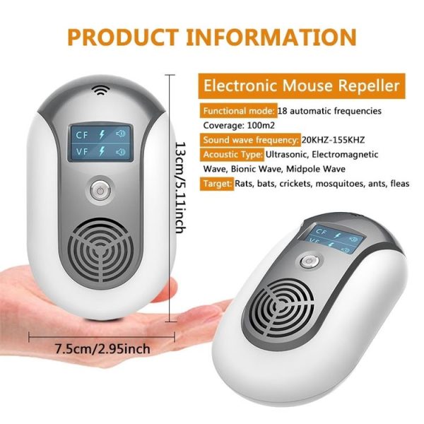 Electronic Pest Control Ultrasonic Pest Repeller (Grey) - Image 3