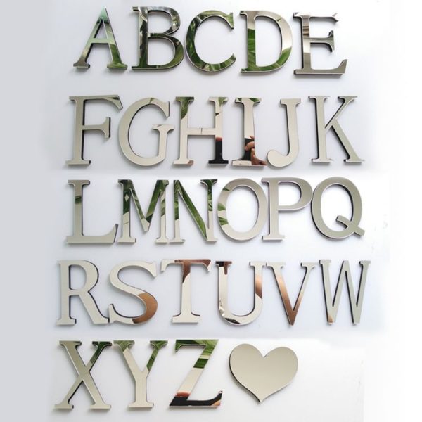 2 PCS Home Decoration Creative Personality English Letters Acrylic Mirror 3D DIY Wall Stickers (E) - Image 3