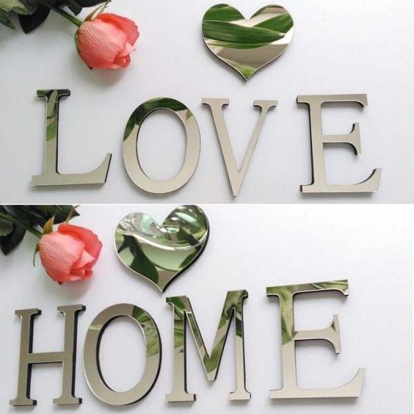 2 PCS Home Decoration Creative Personality English Letters Acrylic Mirror 3D DIY Wall Stickers (E) - Image 4