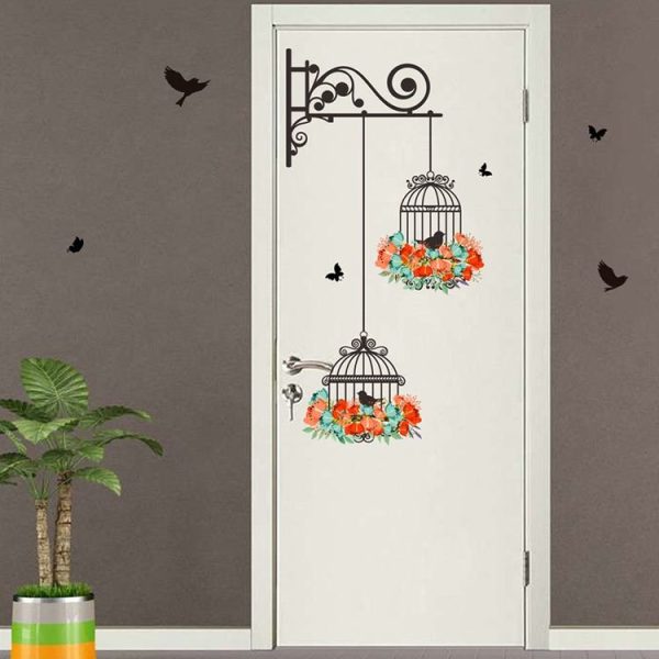 Birdcage Flower Flying Living Room Nursery Room Wall Stickers Vinyl Wall Decals Wall Sticker - Image 3