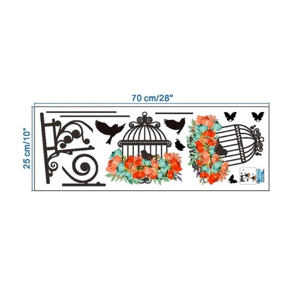 Birdcage Flower Flying Living Room Nursery Room Wall Stickers Vinyl Wall Decals Wall Sticker - Image 5