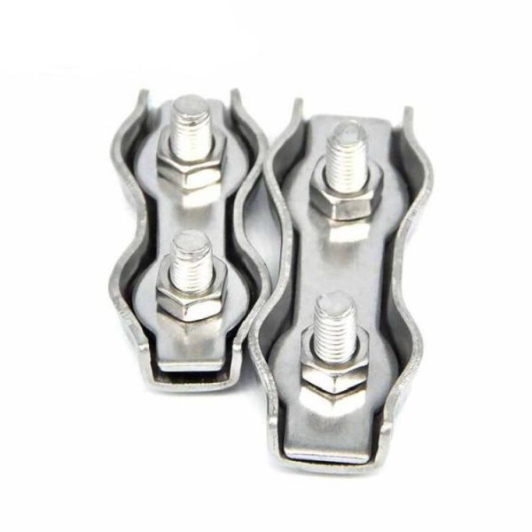 5 PCS 304 Stainless Steel Plate Single Clip Double Clamp Wire Rope Clamp, Specification: M2, Style: Double Clip - Image 2