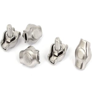 5 PCS 304 Stainless Steel Plate Single Clip Double Clamp Wire Rope Clamp, Specification: M4, Style: Single Clip