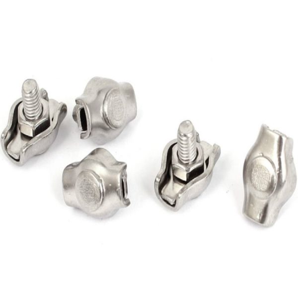 5 PCS 304 Stainless Steel Plate Single Clip Double Clamp Wire Rope Clamp, Specification: M4, Style: Single Clip - Image 2